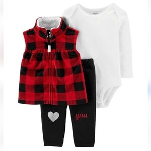 3pc Buffalo Check Little Vest Set